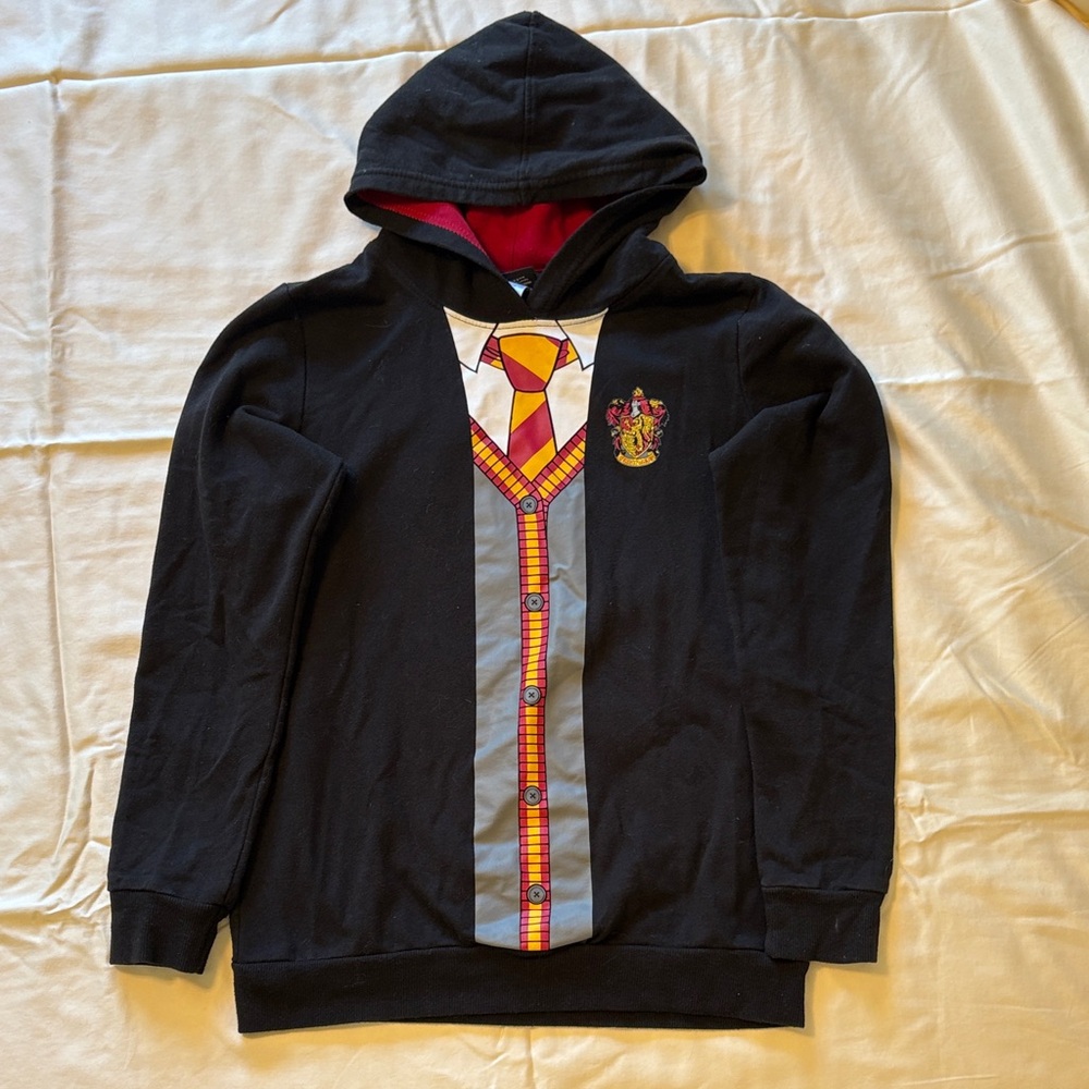 Youth Black Hogwarts Hoodie with Tie Design